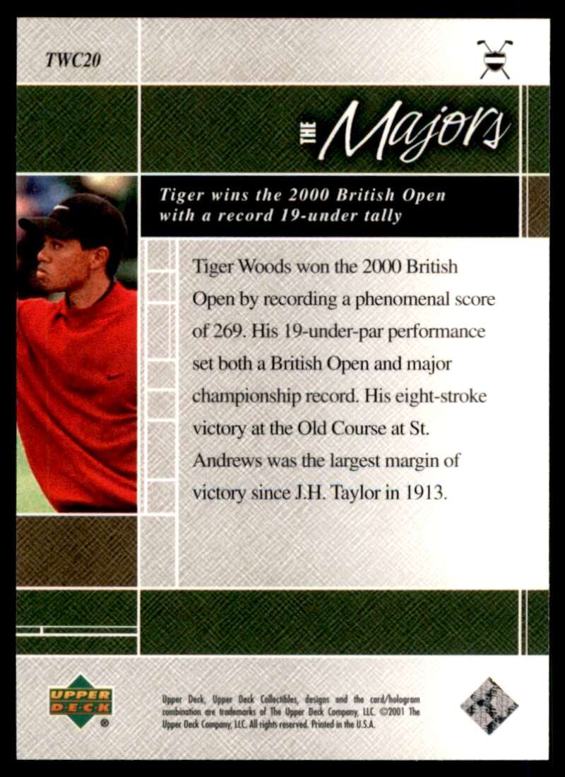 Tiger Woods Rookie 2001 Upper Deck The Majors Wins the 2000 British Open #20 Image 2