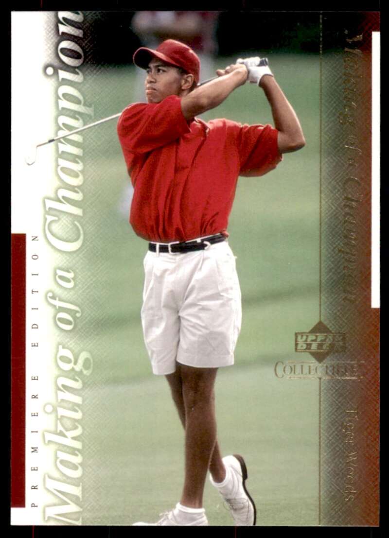 Tiger Woods Rookie Card 2001 Upper Deck Premier Edition Making of a Champion #6 Image 1