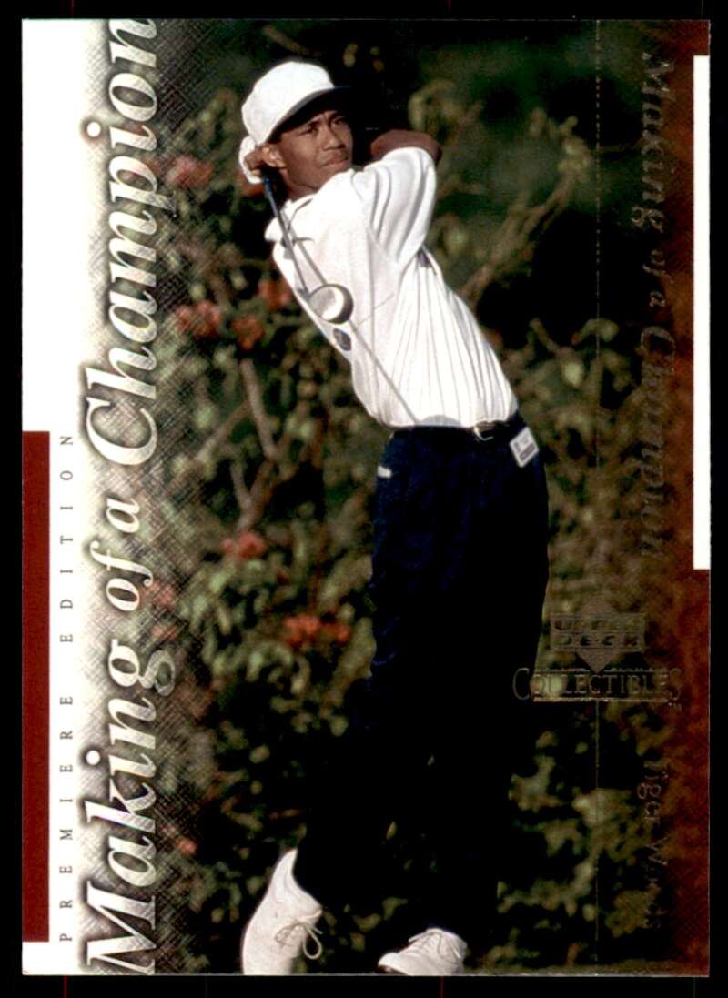 Tiger Woods Rookie Card 2001 Upper Deck Premier Edition Making of a Champion #4 Image 1