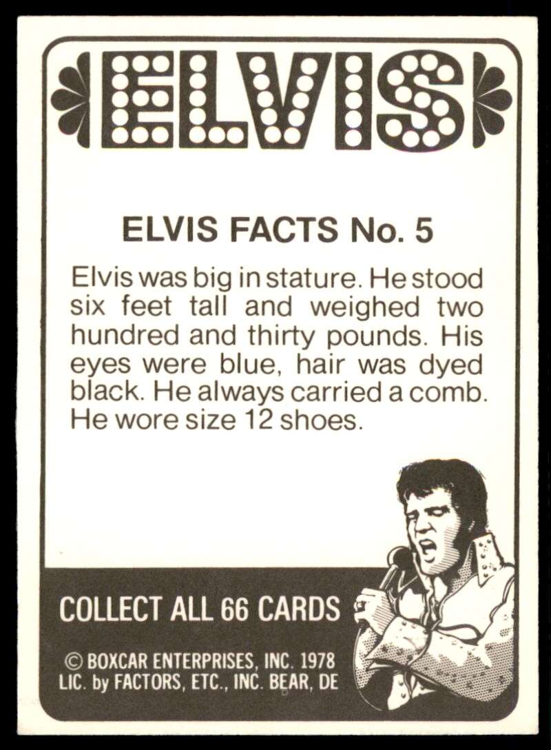 Elvis Presley Card 1978 Elvis #5 Image 2