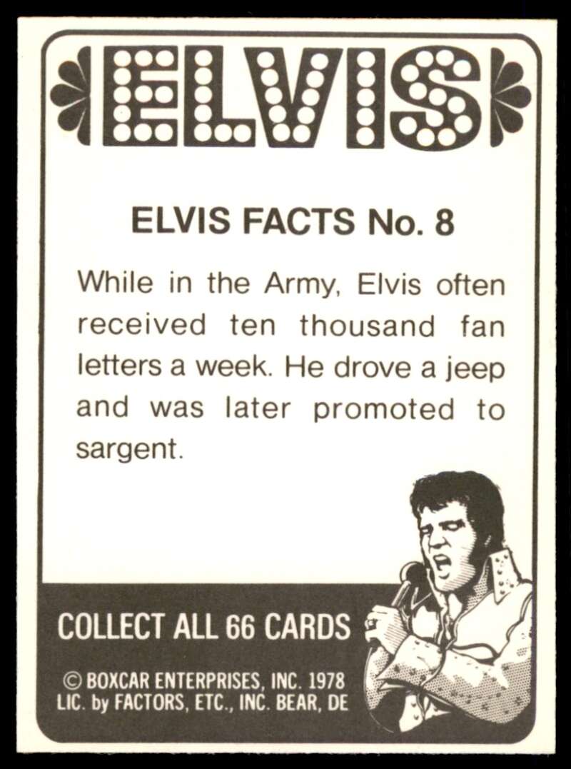 Elvis Presley Card 1978 Elvis #8 Image 2