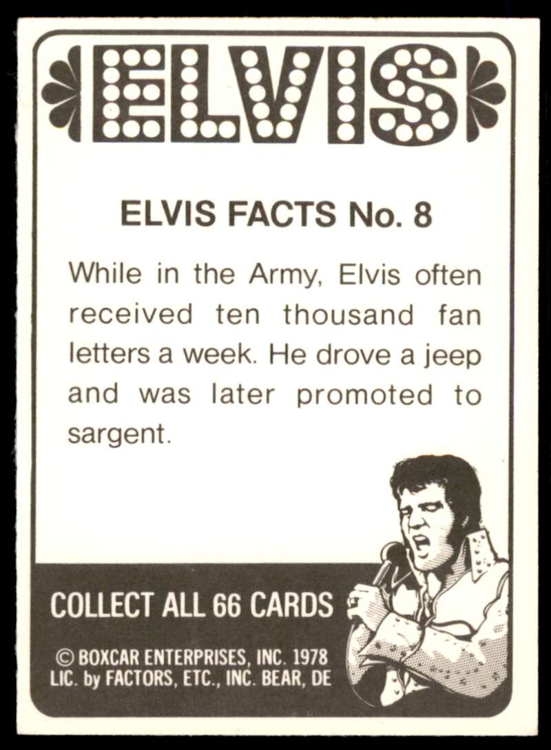 Elvis Presley Card 1978 Elvis #8 Image 2