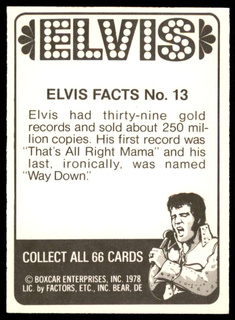 Elvis Presley Card 1978 Elvis #13 Image 2