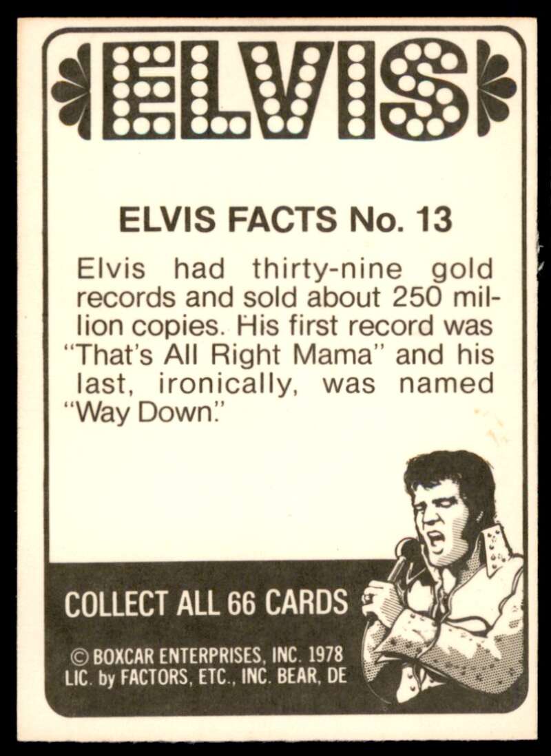 Elvis Presley Card 1978 Elvis #13 Image 2