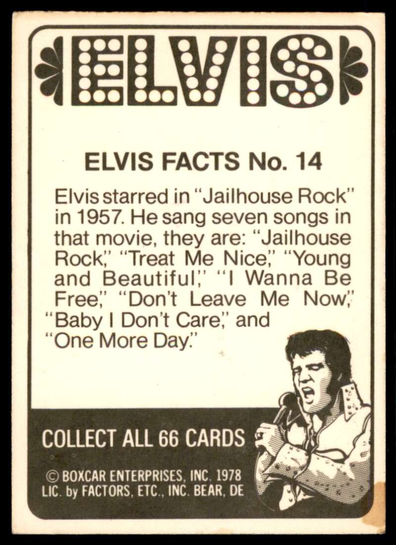 Elvis Presley Card 1978 Elvis #14 Image 2