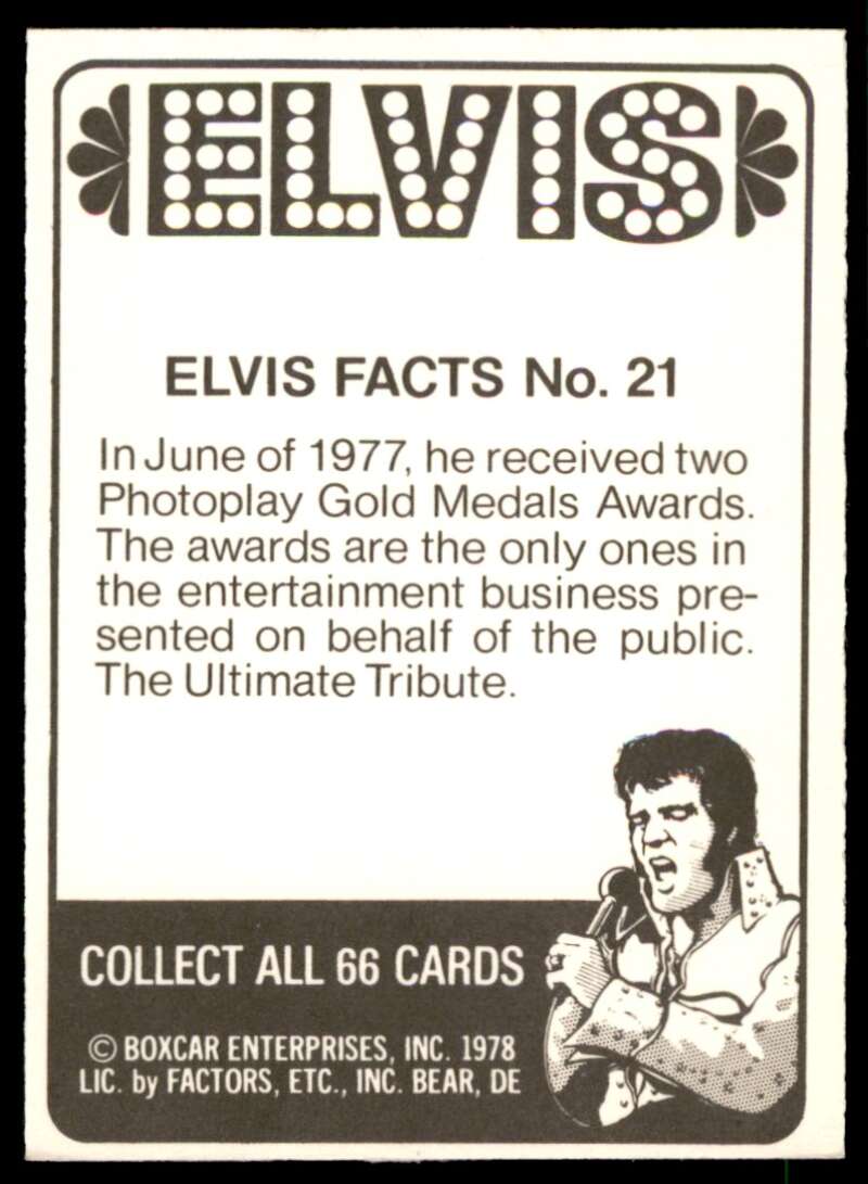 Elvis Presley Card 1978 Elvis #21 Image 2