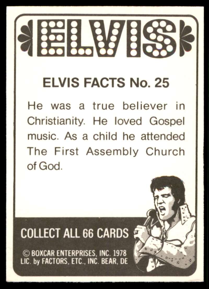 Elvis Presley Card 1978 Elvis #25 Image 2