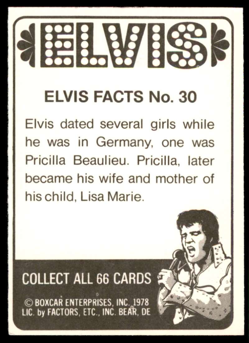 Elvis Presley Card 1978 Elvis #30 Image 2