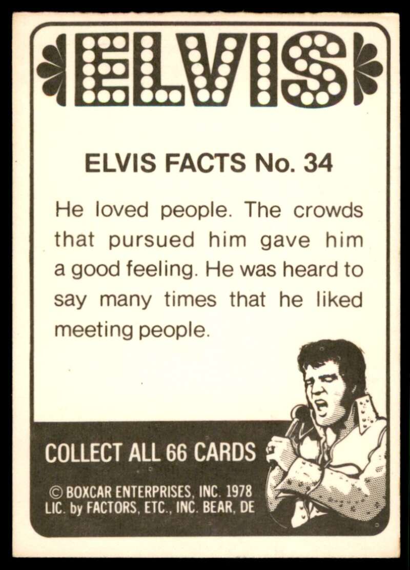 Elvis Presley Card 1978 Elvis #34 Image 2