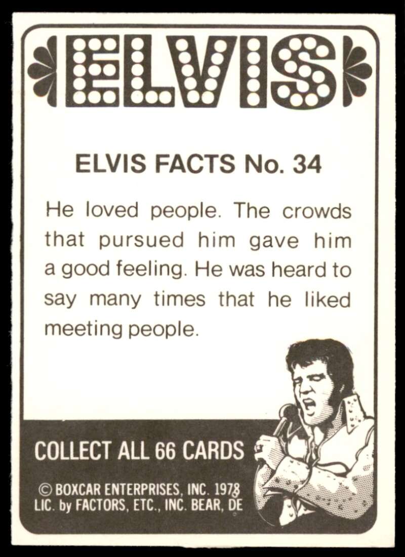 Elvis Presley Card 1978 Elvis #34 Image 2