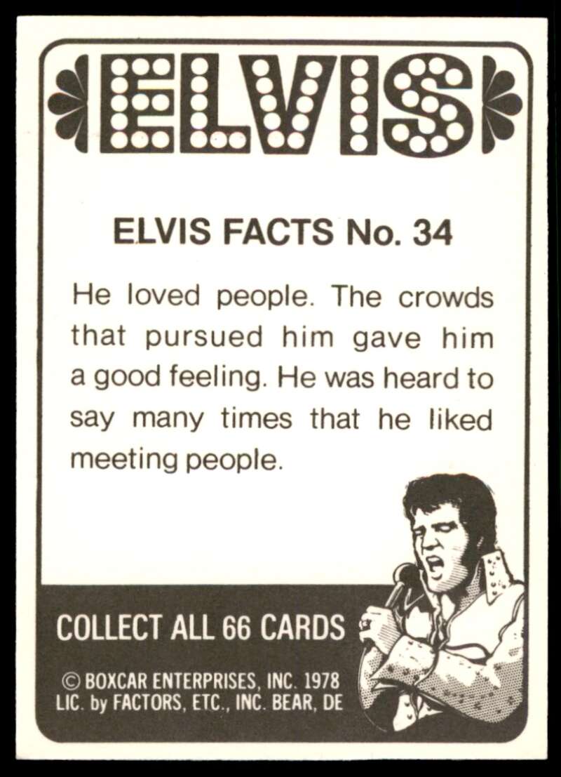 Elvis Presley Card 1978 Elvis #34 Image 2