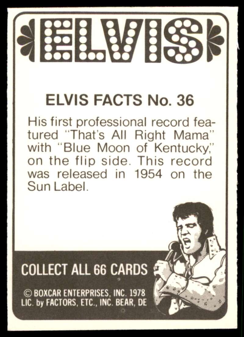 Elvis Presley Card 1978 Elvis #36 Image 2