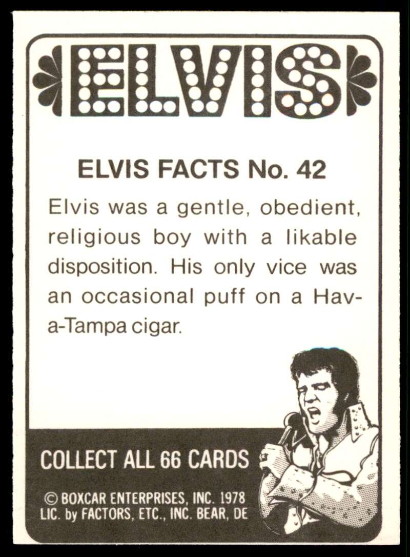 Elvis Presley Card 1978 Elvis #42 Image 2