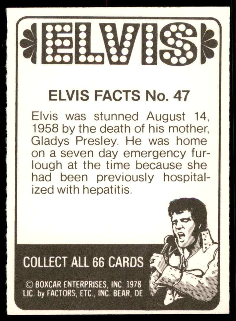 Elvis Presley Card 1978 Elvis #47 Image 2