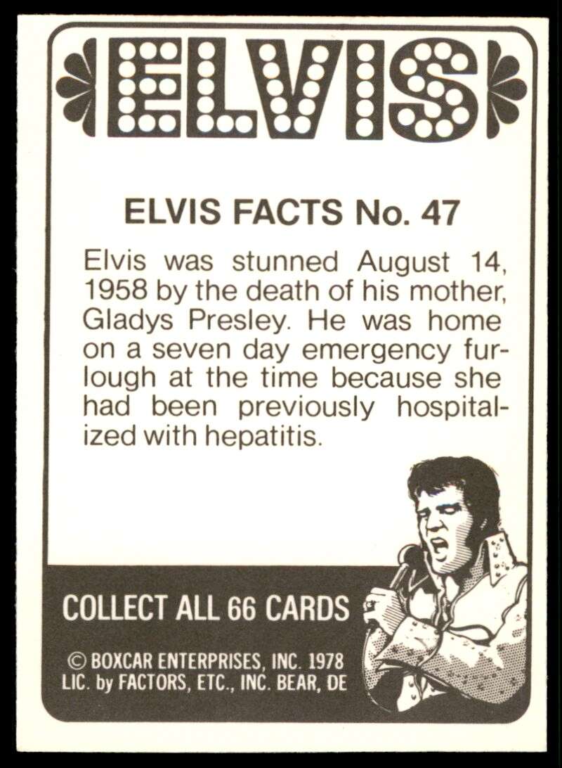 Elvis Presley Card 1978 Elvis #47 Image 2