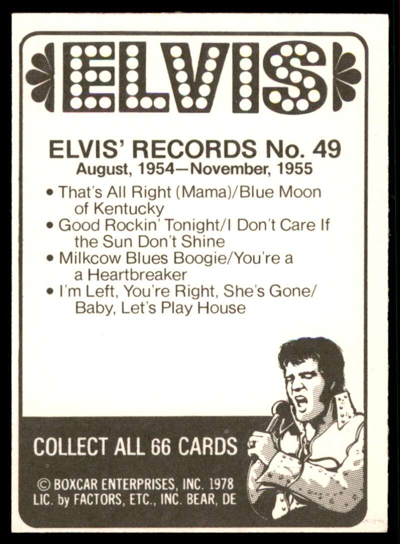 Elvis Presley Card 1978 Elvis #49 Image 2