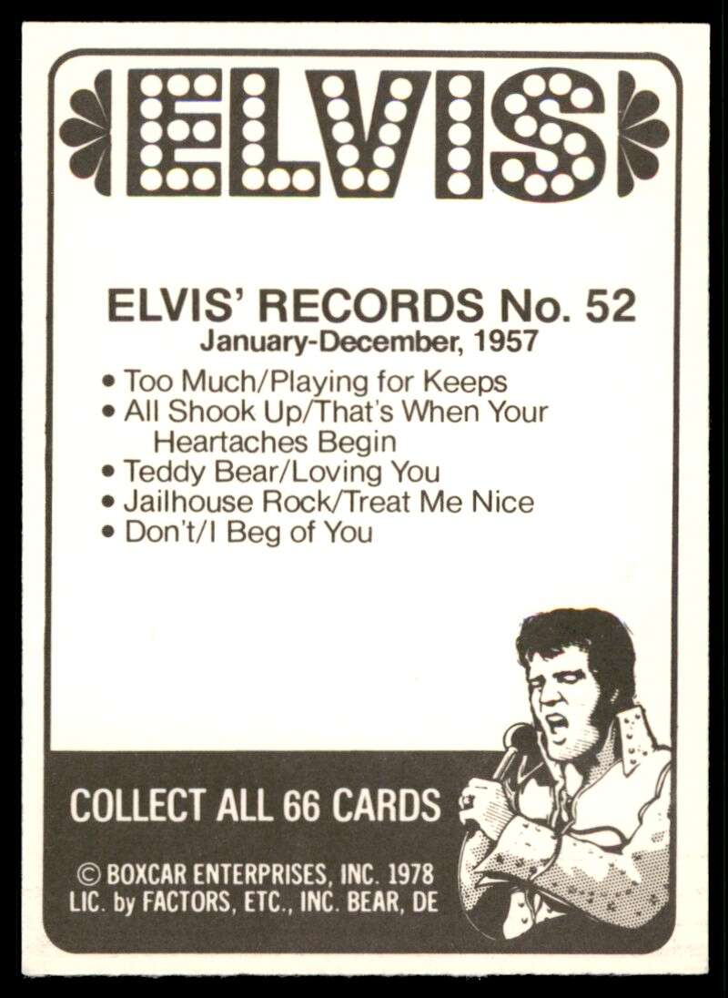 Elvis Presley Card 1978 Elvis #52 Image 2