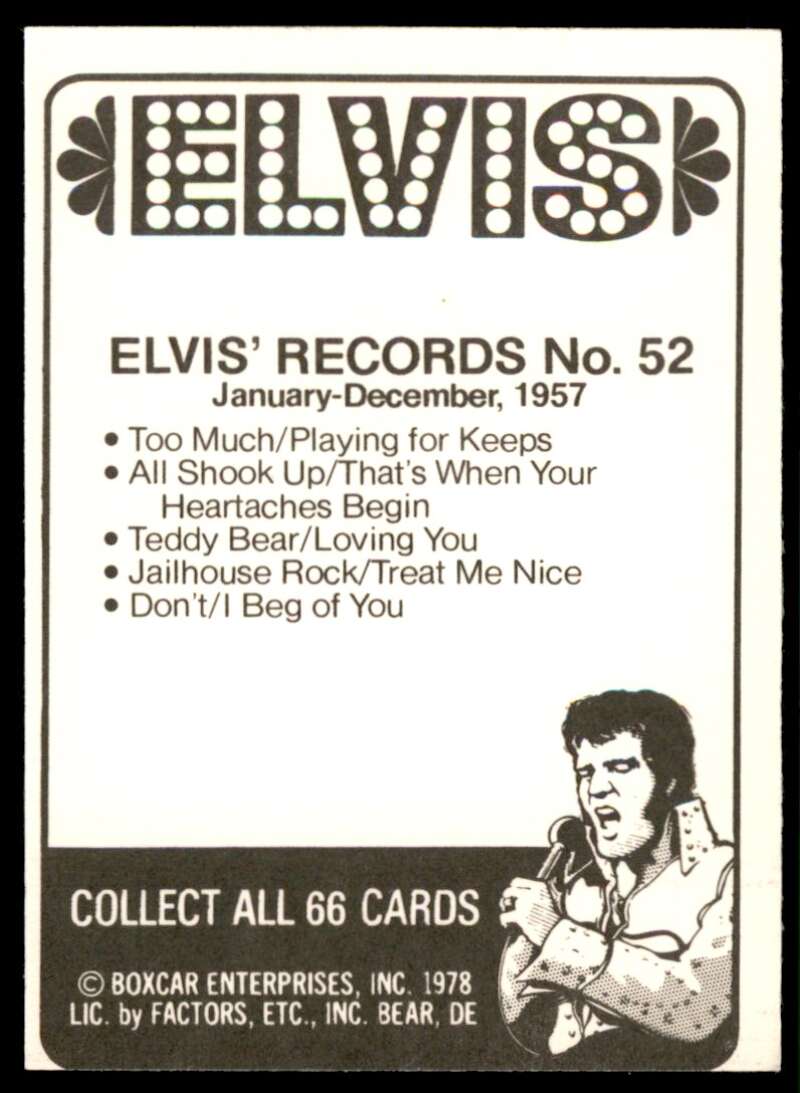 Elvis Presley Card 1978 Elvis #52 Image 2