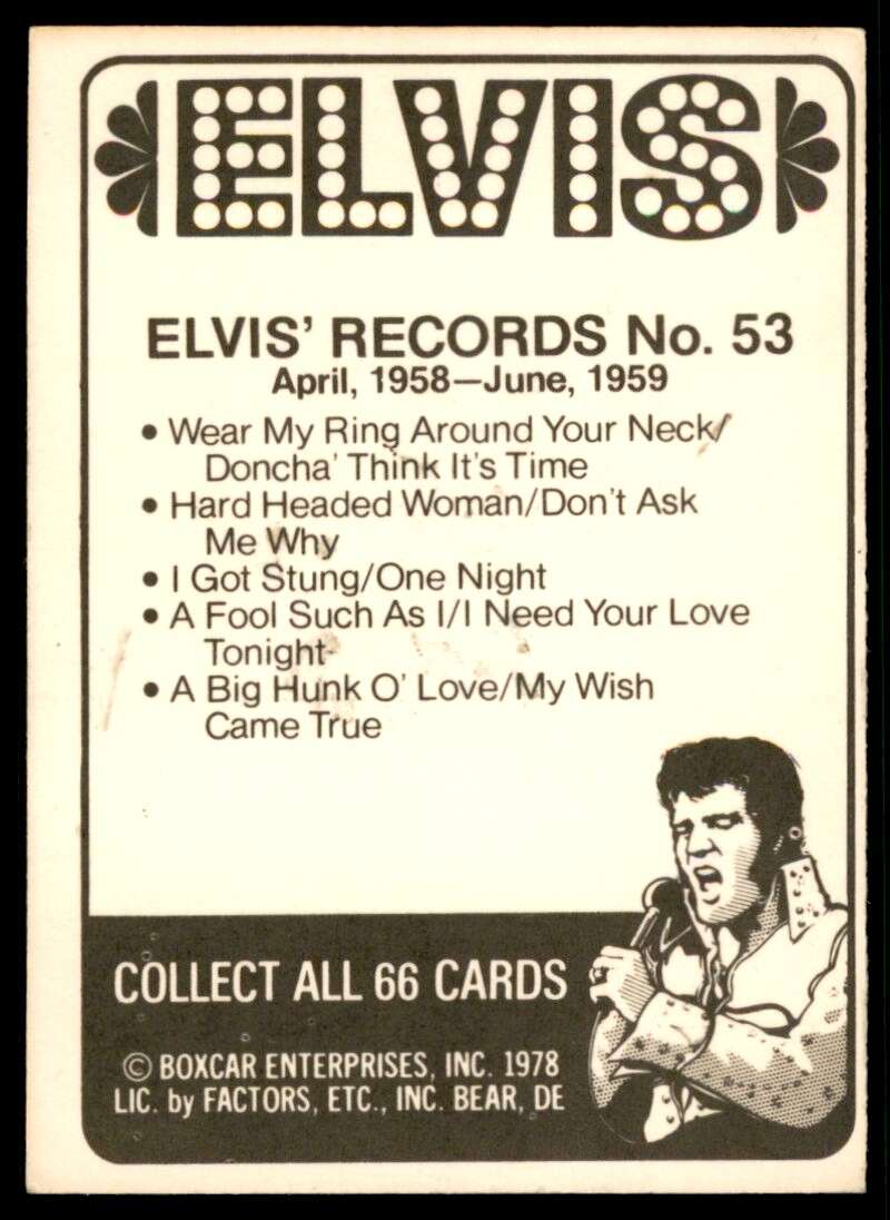 Elvis Presley Card 1978 Elvis #53 Image 2