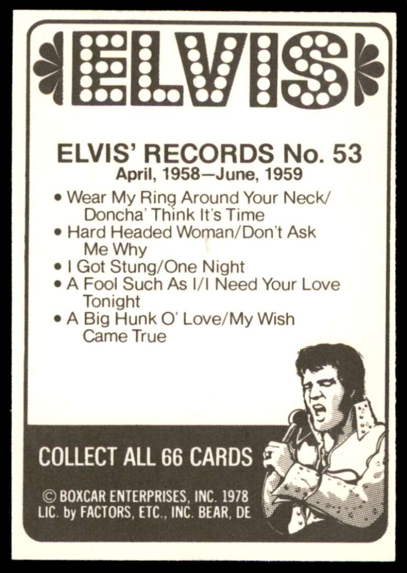 Elvis Presley Card 1978 Elvis #53 Image 2