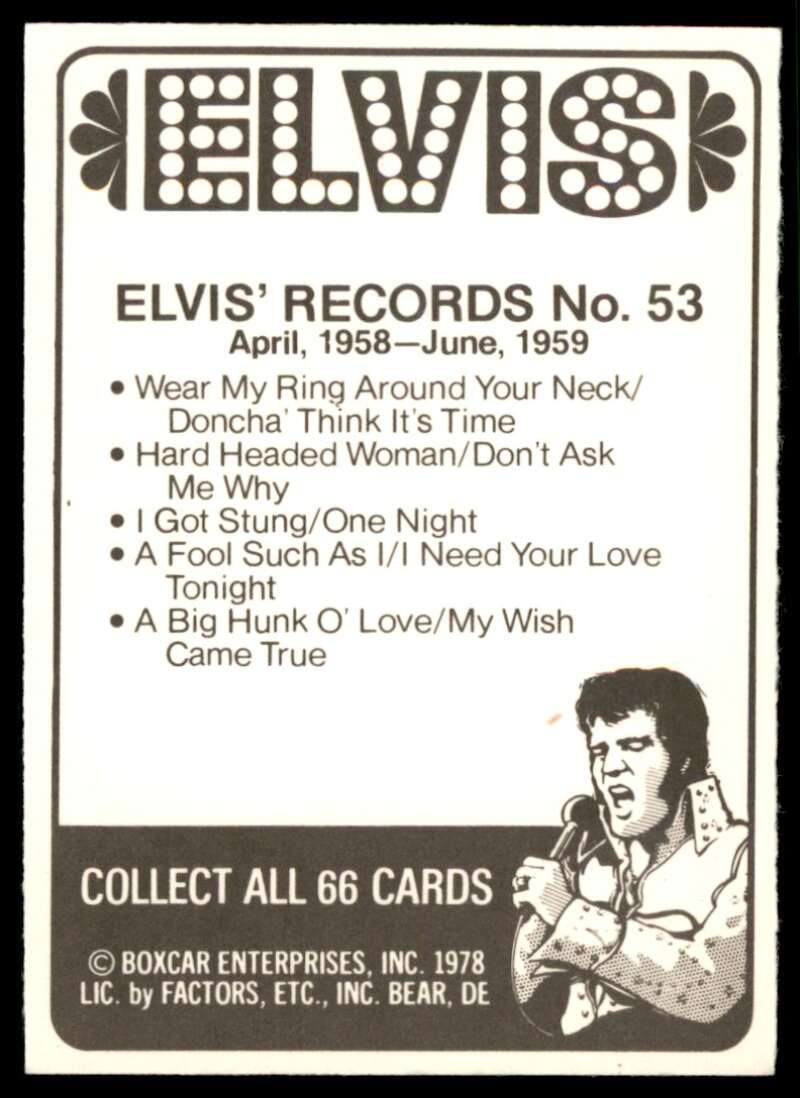 Elvis Presley Card 1978 Elvis #53 Image 2