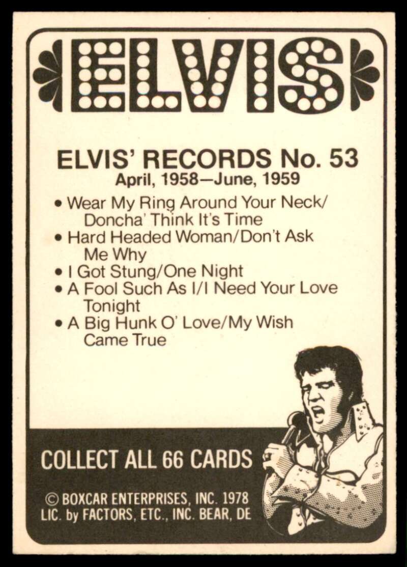 Elvis Presley Card 1978 Elvis #53 Image 2