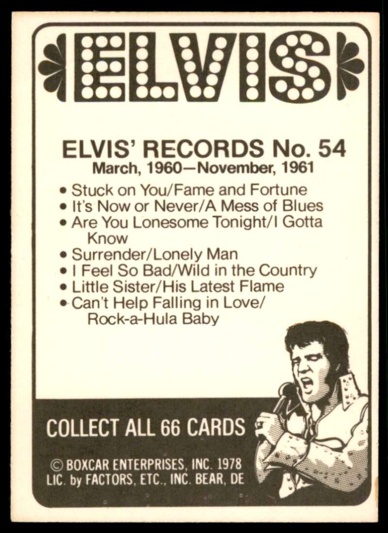 Elvis Presley Card 1978 Elvis #54 Image 2