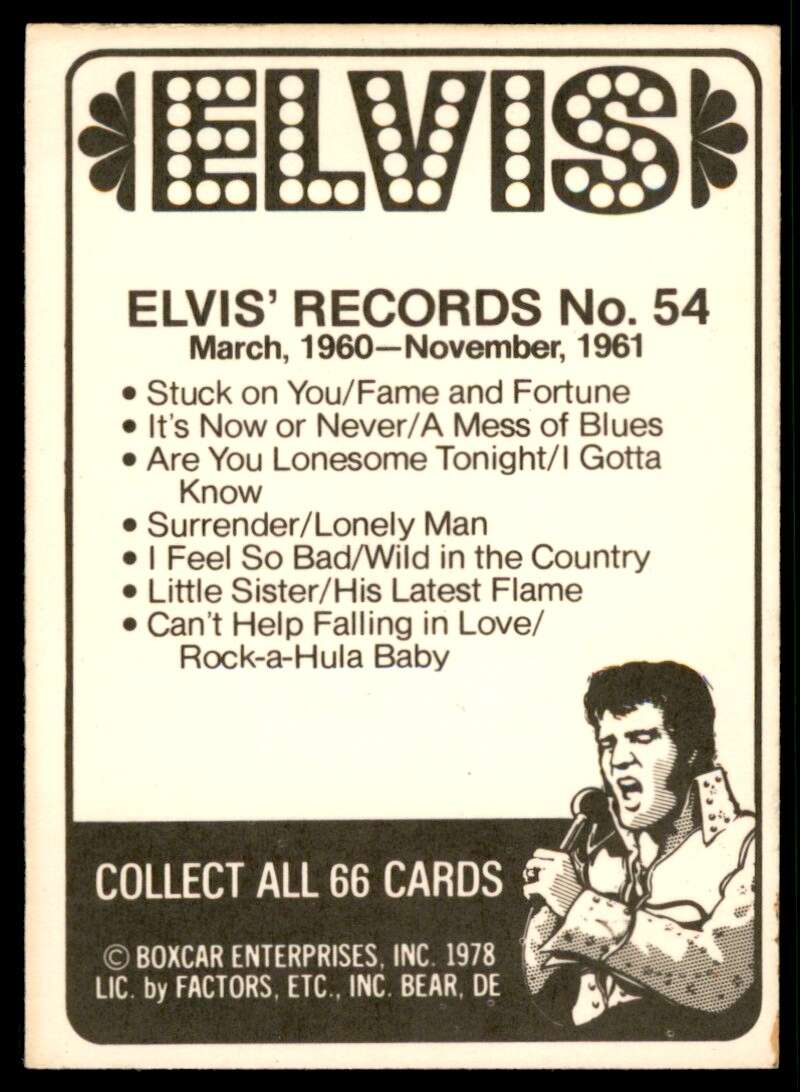 Elvis Presley Card 1978 Elvis #54 Image 2