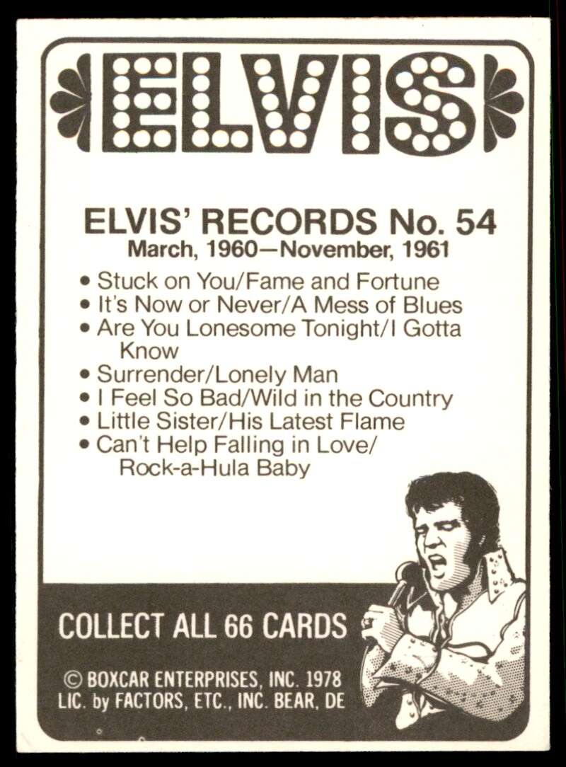 Elvis Presley Card 1978 Elvis #54 Image 2