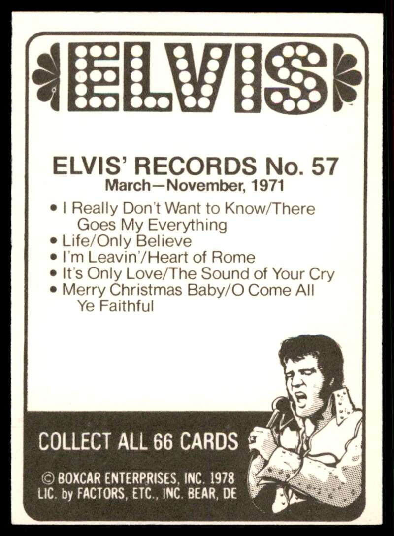Elvis Presley Card 1978 Elvis #57 Image 2