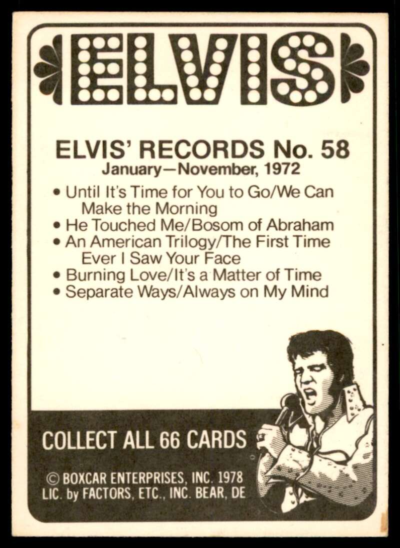 Elvis Presley Card 1978 Elvis #58 Image 2