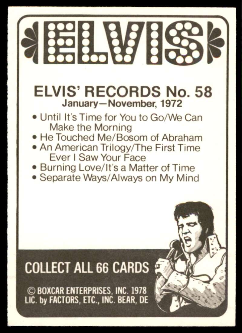 Elvis Presley Card 1978 Elvis #58 Image 2