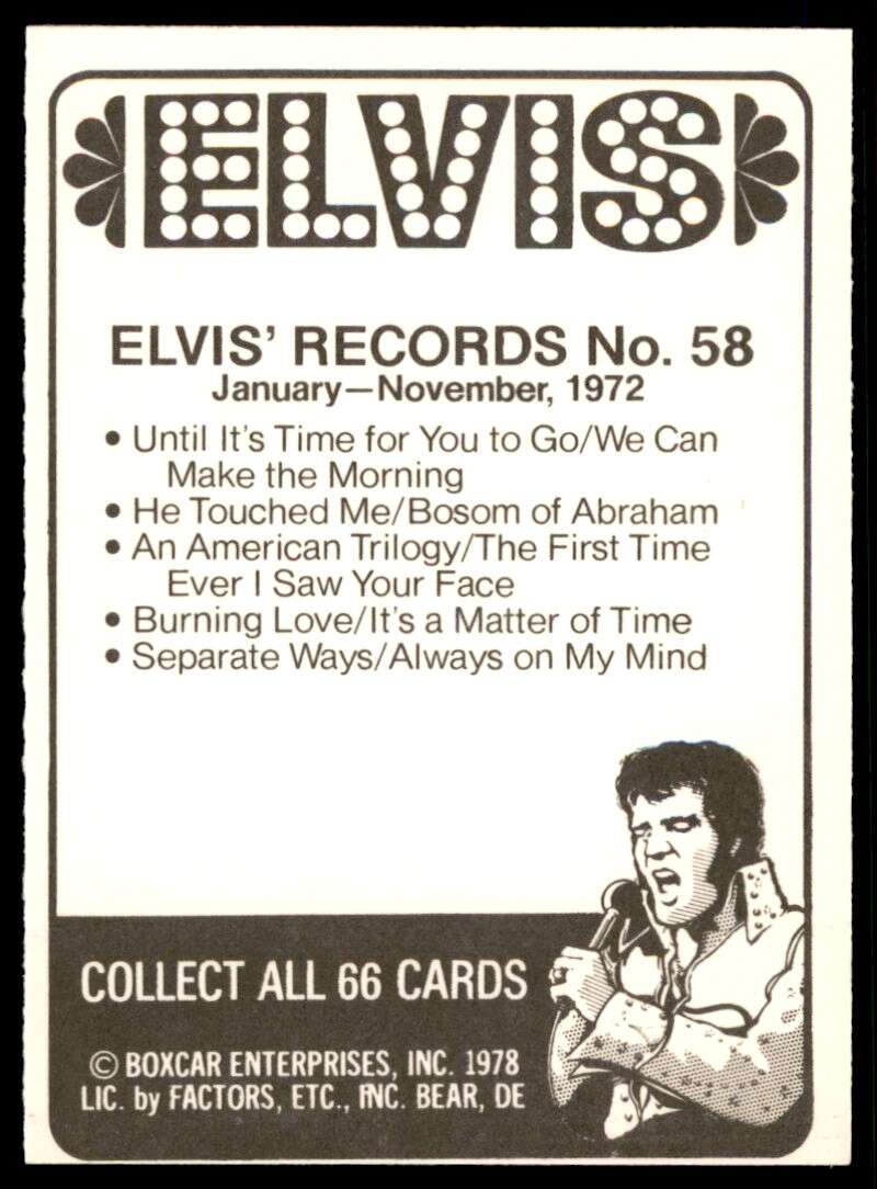 Elvis Presley Card 1978 Elvis #58 Image 2