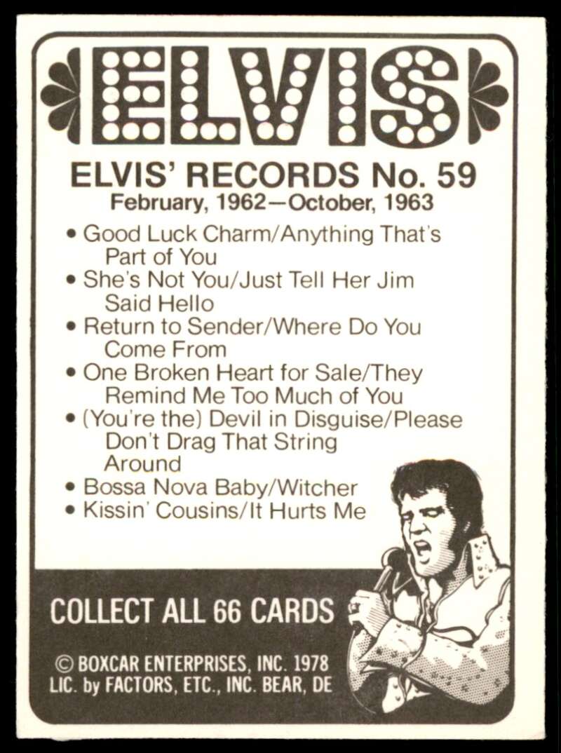Elvis Presley Card 1978 Elvis #59 Image 2