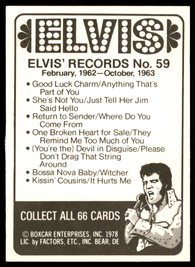 Elvis Presley Card 1978 Elvis #59 Image 2