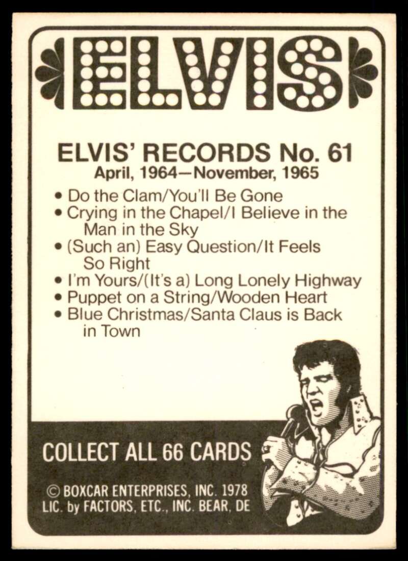 Elvis Presley Card 1978 Elvis #61 Image 2