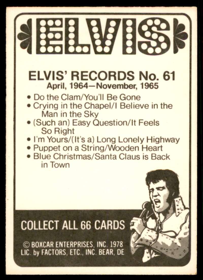 Elvis Presley Card 1978 Elvis #61 Image 2