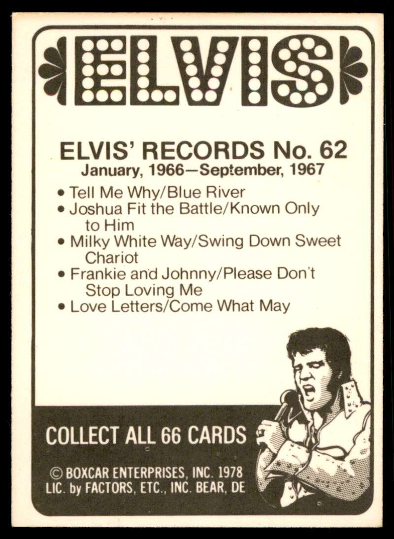 Elvis Presley Card 1978 Elvis #62 Image 2
