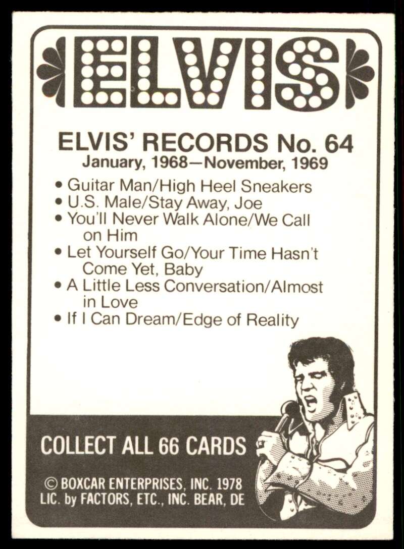 Elvis Presley Card 1978 Elvis #64 Image 2