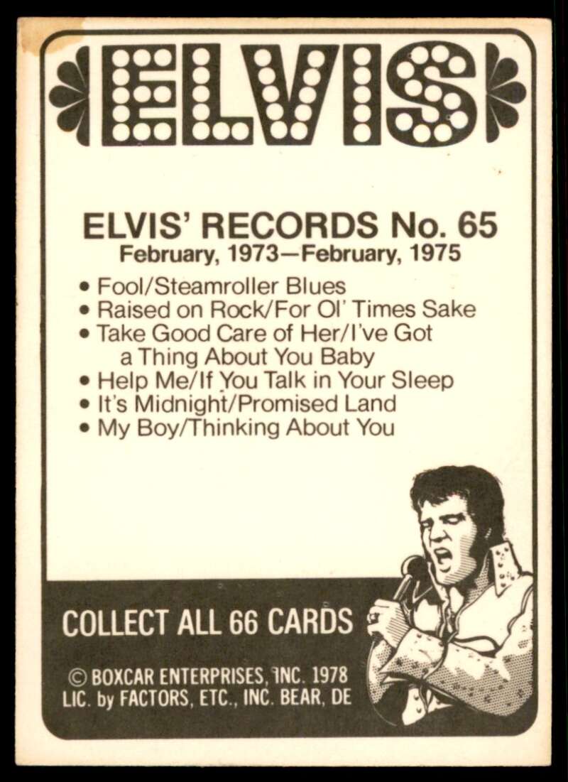 Elvis Presley Card 1978 Elvis #65 Image 2