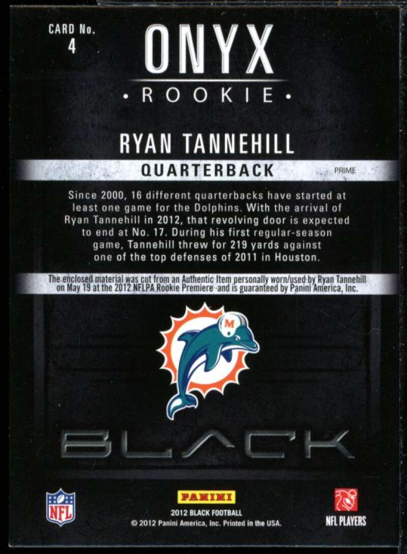 Ryan Tannehill Rookie Card Card 2012 Black Onyx Rookie Jersey Jumbo Prime #4  Image 2