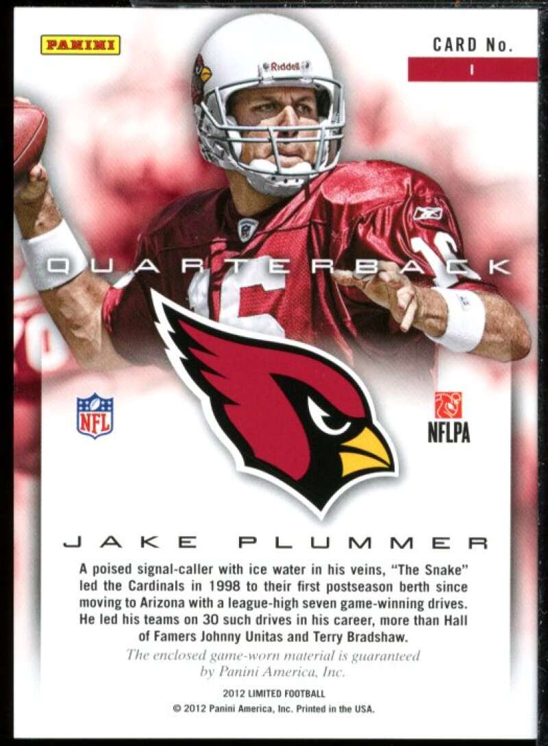 Jake Plummer Card 2012 Limited Jumbo Jersey Materials #1  Image 2