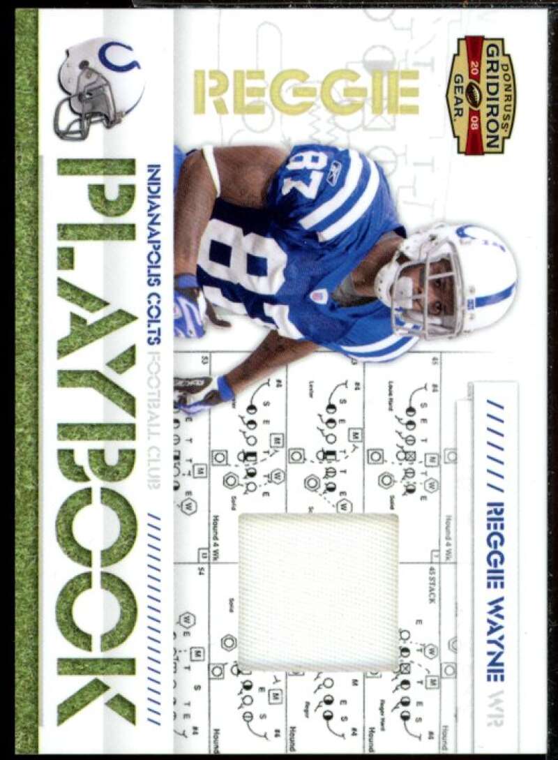 Reggie Wayne Card 2008 Donruss Gridiron Gear Playbook Materials Jersey #18  Image 1