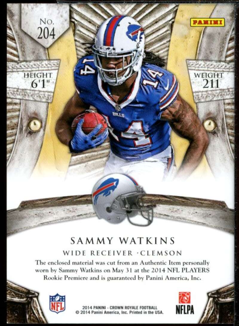 Sammy Watkins Rookie 2014 Crown Royale Rookie Silhouettes Jersey Materials #204  Image 2