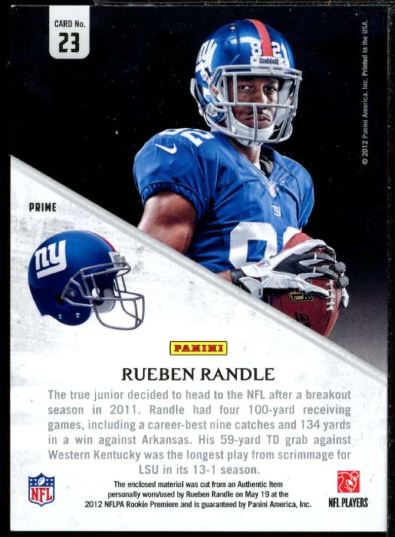 Rueben Randle Card 2012 Rookies and Stars Rookie Collection Prime Jerseys #23  Image 2