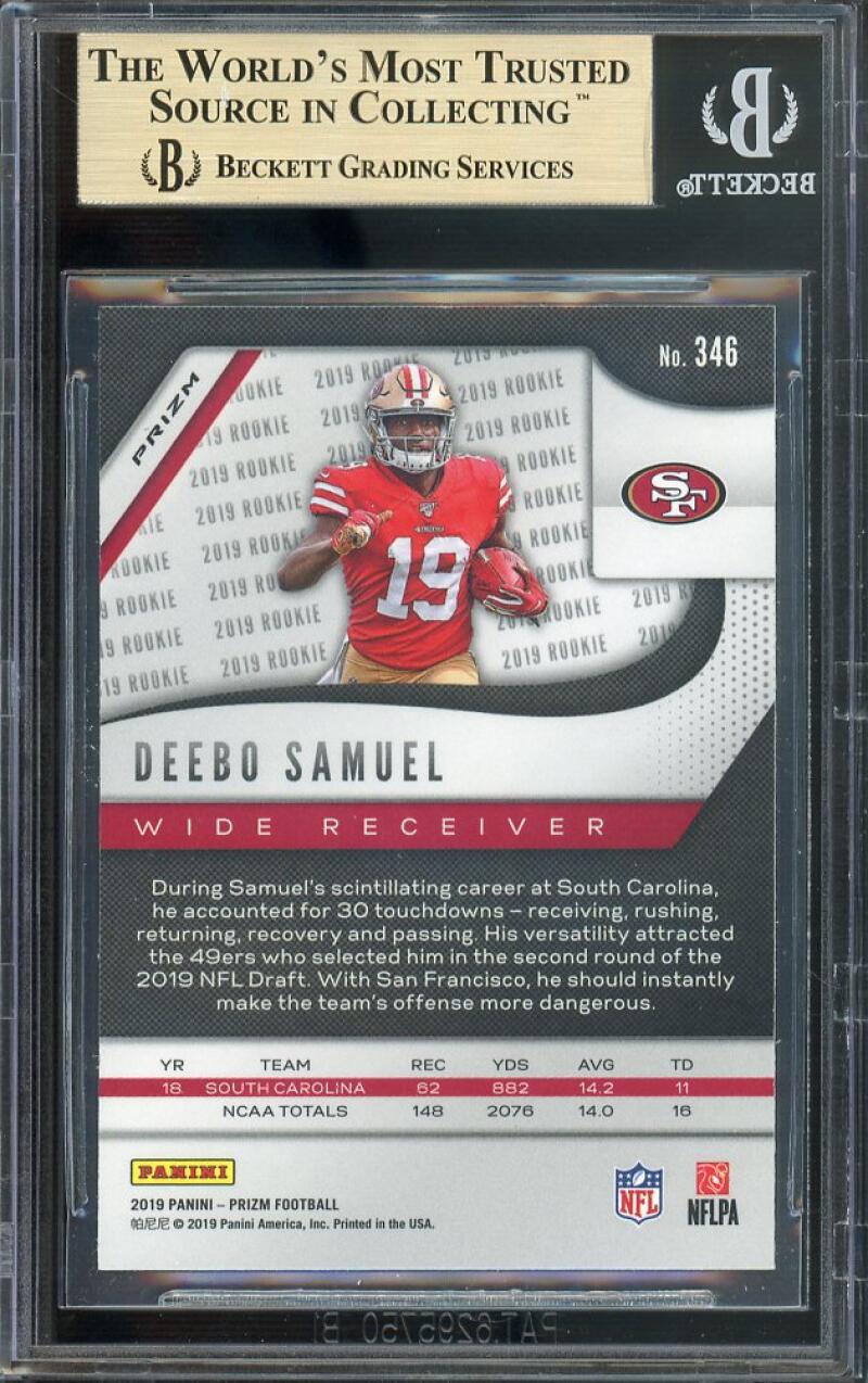 2019 Panini Prizm Prizms Red White and Blue RC #346 Deebo Samuel BGS 9.5 Image 2