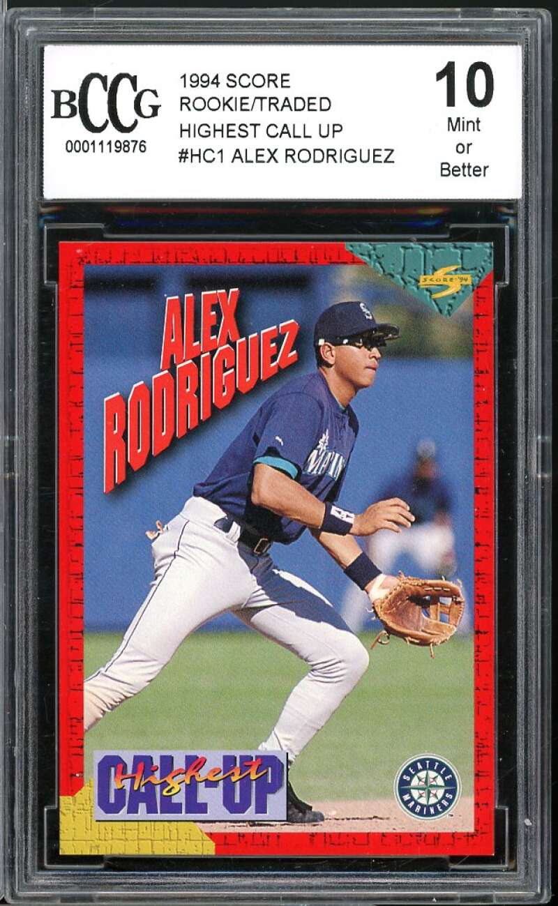 1994 Score Rookie/Traded Highest Call Up #hc1 Alex Roriguez BGS BCCG 10 Mint+ Image 1