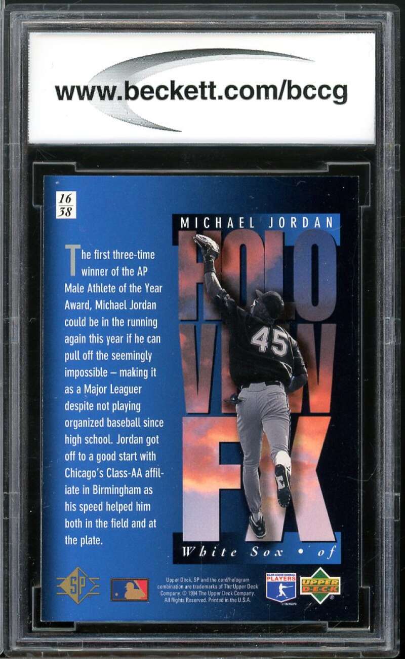 1994 SP Holoviews #16 Michael Jordan Baseball Rookie Card BGS BCCG 9 Near Mint+ Image 2