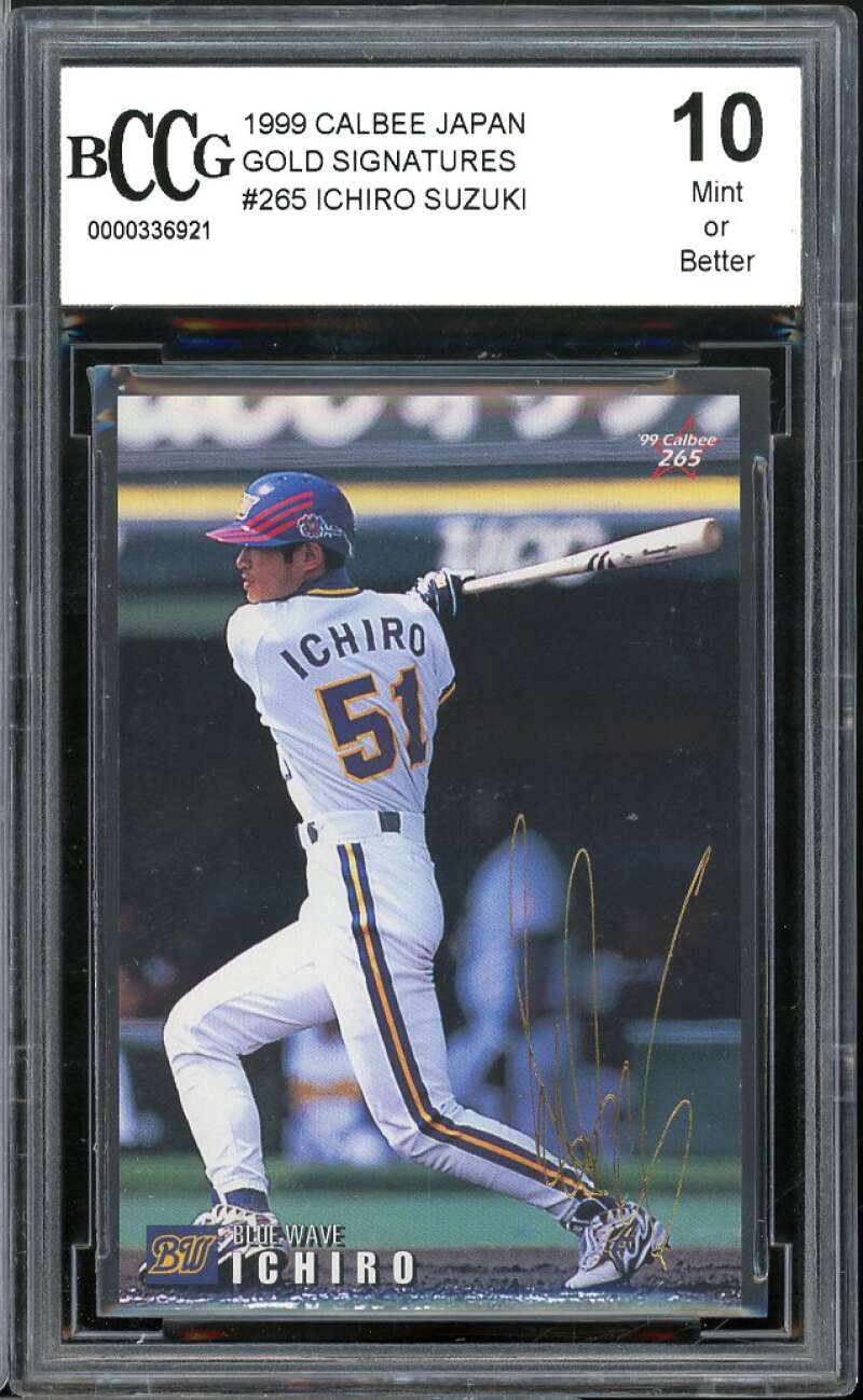 1999 Calbee Japan Gold Signature #265 Ichiro Rookie Card BGS BCCG 10 Mint+ Image 1