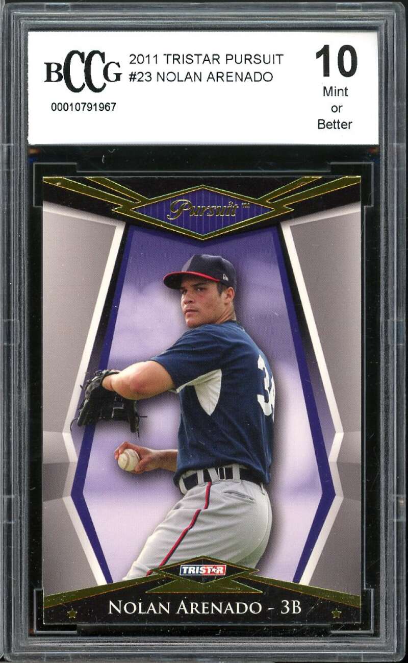 2011 Tristar Pursuit #23 Nolan Arenado Rookie Card BGS BCCG 10 Mint+ Image 1